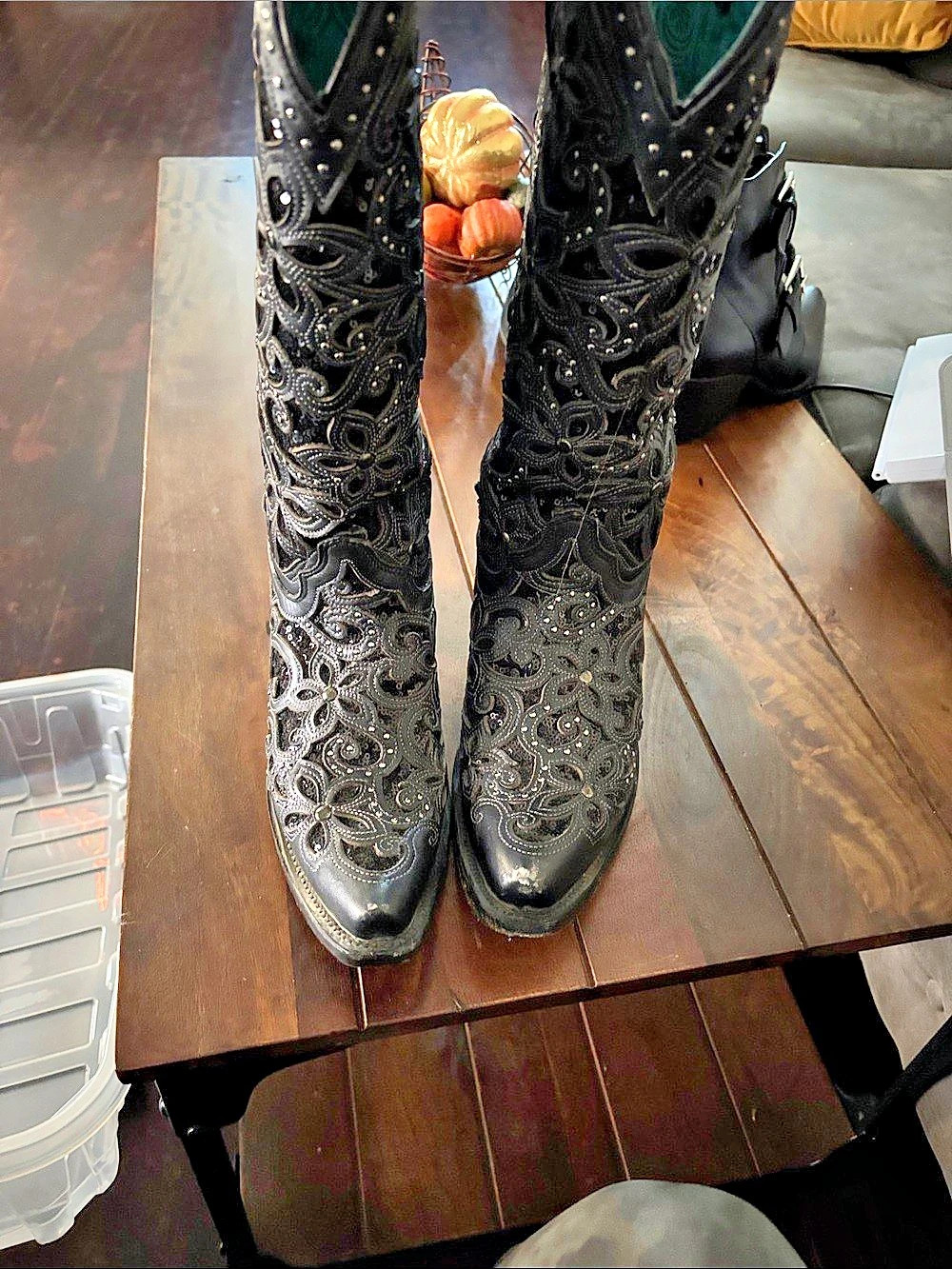 Corral Black Embellished Heeled Boots Like New